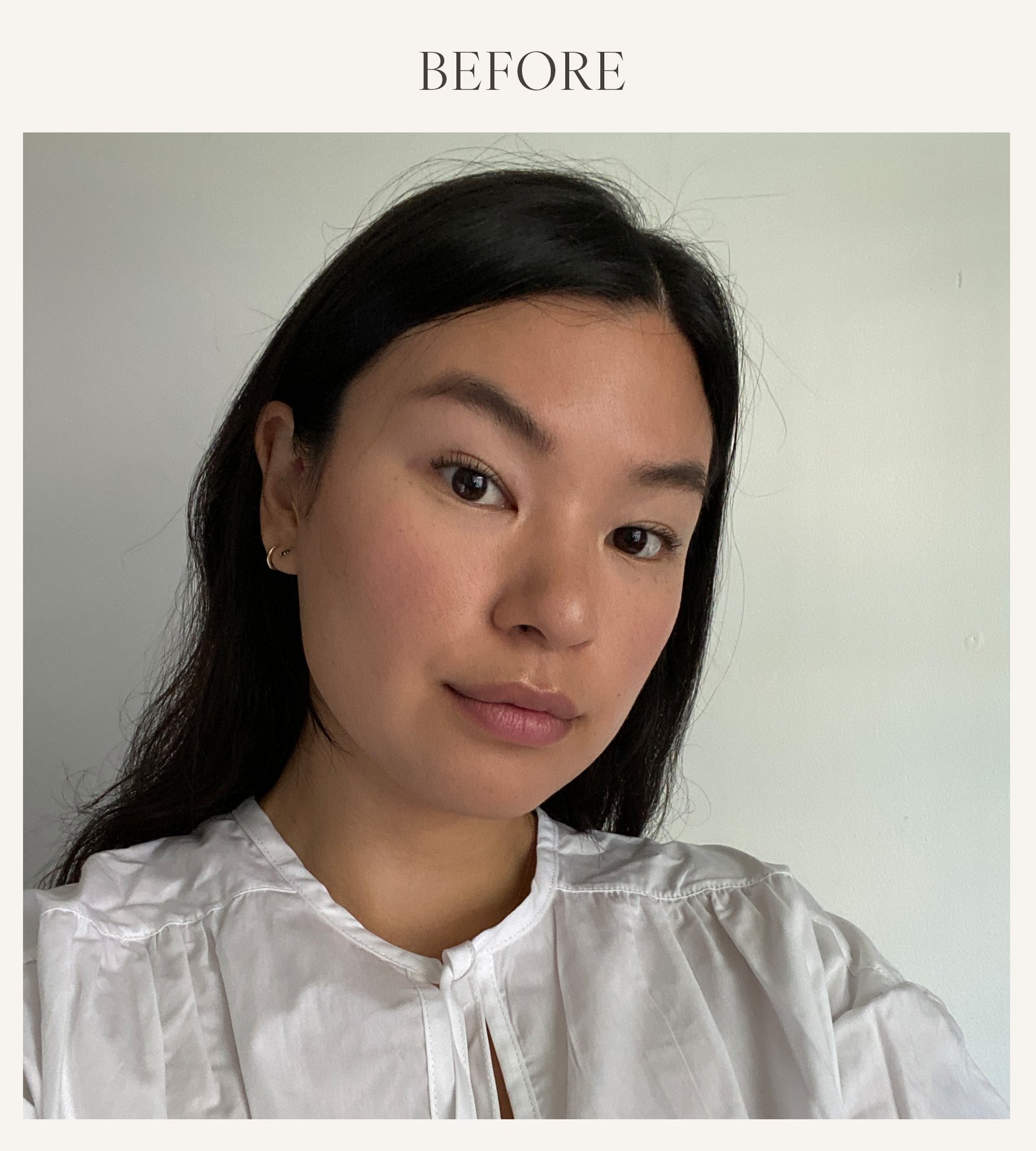 Before photo of Natalia Sztyk testing the Lawless lip plumper