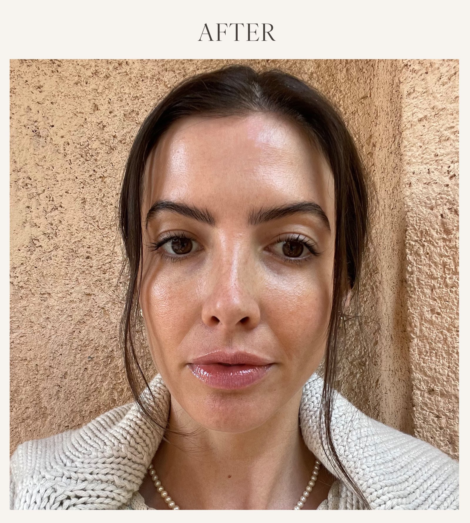 After photo of Kat Collings testing the Lawless lip plumper 