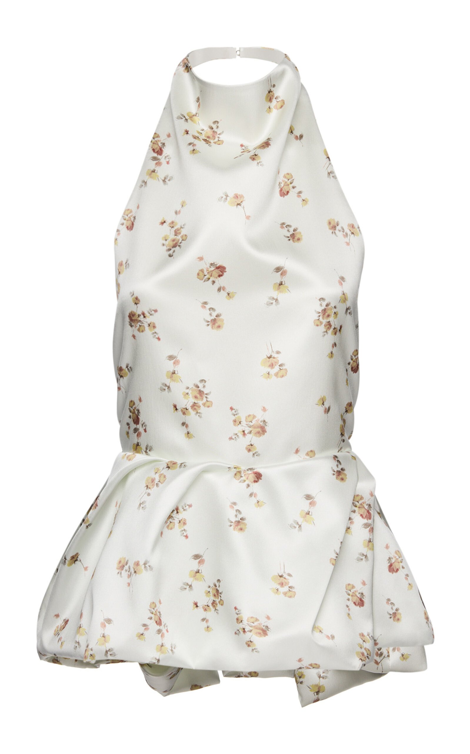 Open Back Silk Taffeta Peplum Top