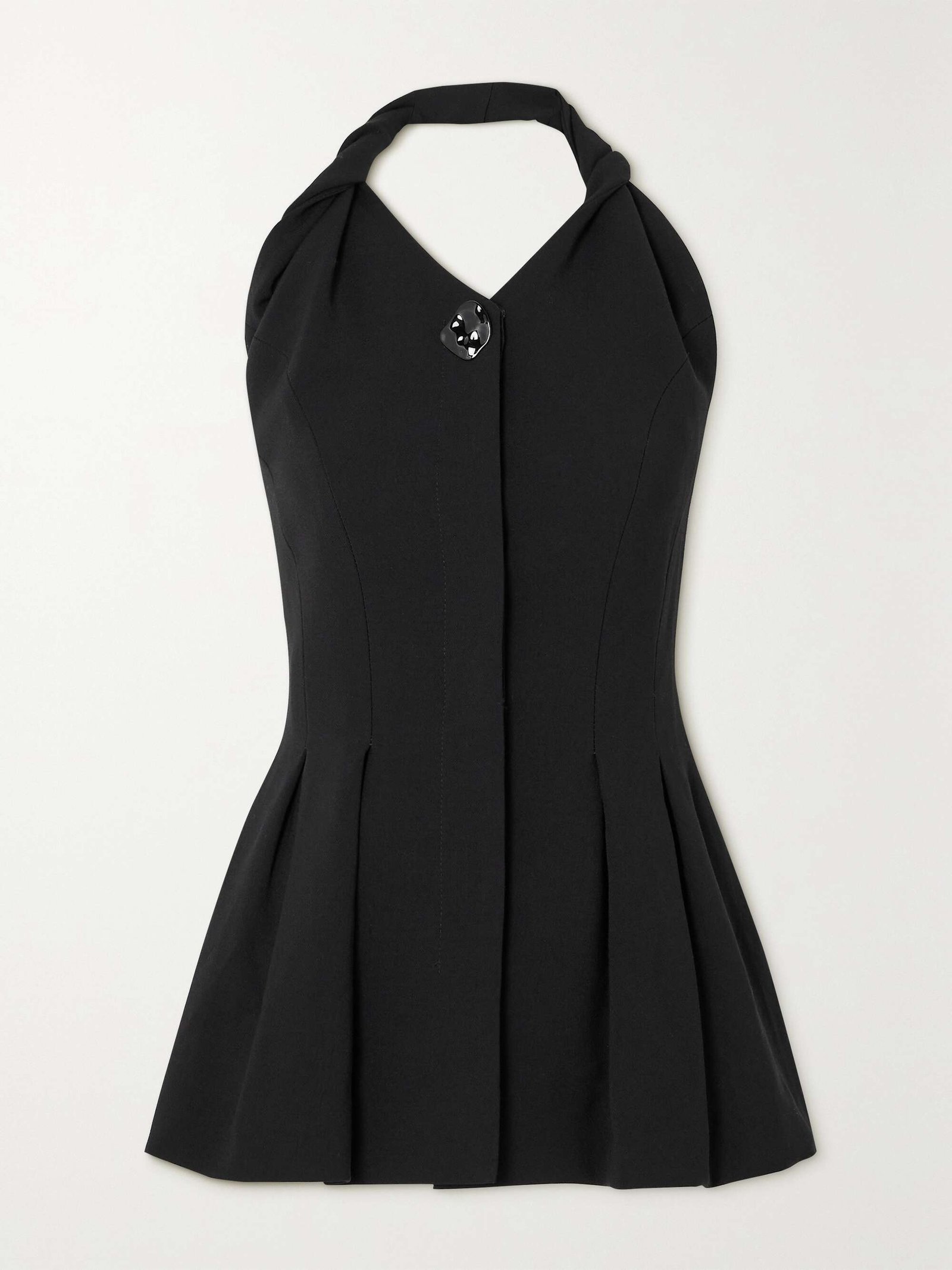 Mona Twisted Pleated Crepe Halterneck Peplum Top
