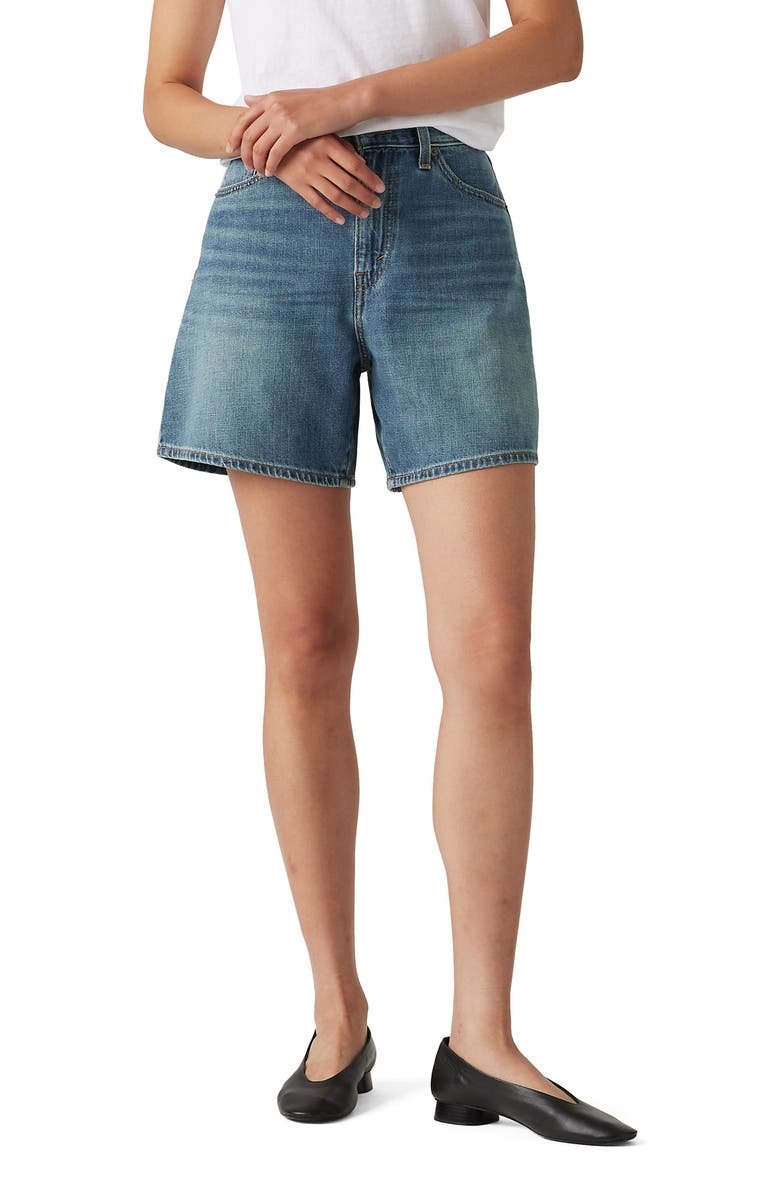 Baggy High Waist Cotton & Linen Denim Shorts