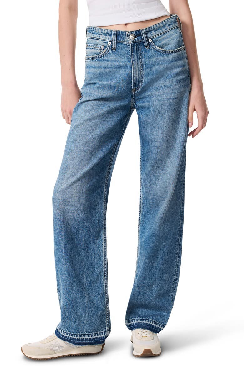 Featherweight Release Hem Mid Rise Wide Leg Jeans