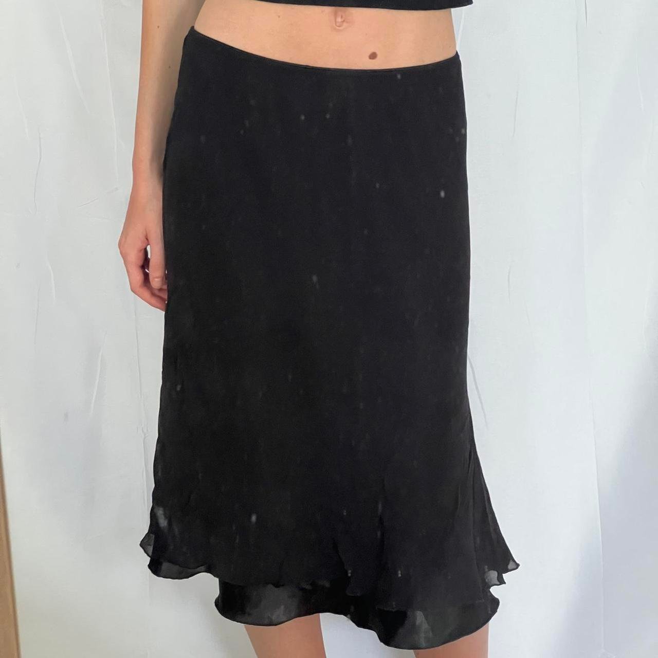 Vintage Y2k Silk Ruffle Midi Skirt Floral Pink Fairy Summer