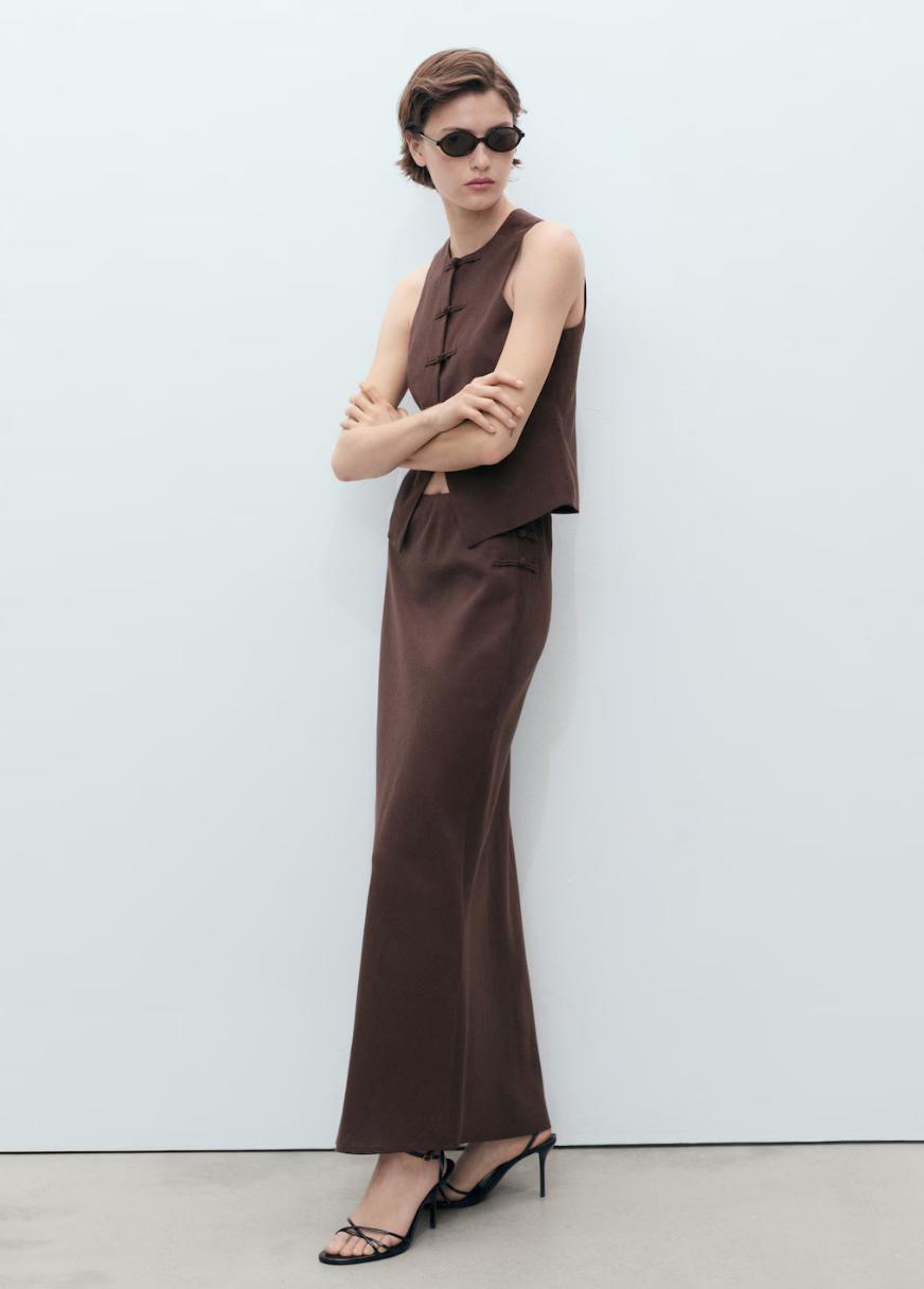 Rounded Merino Wool Maxi Skirt