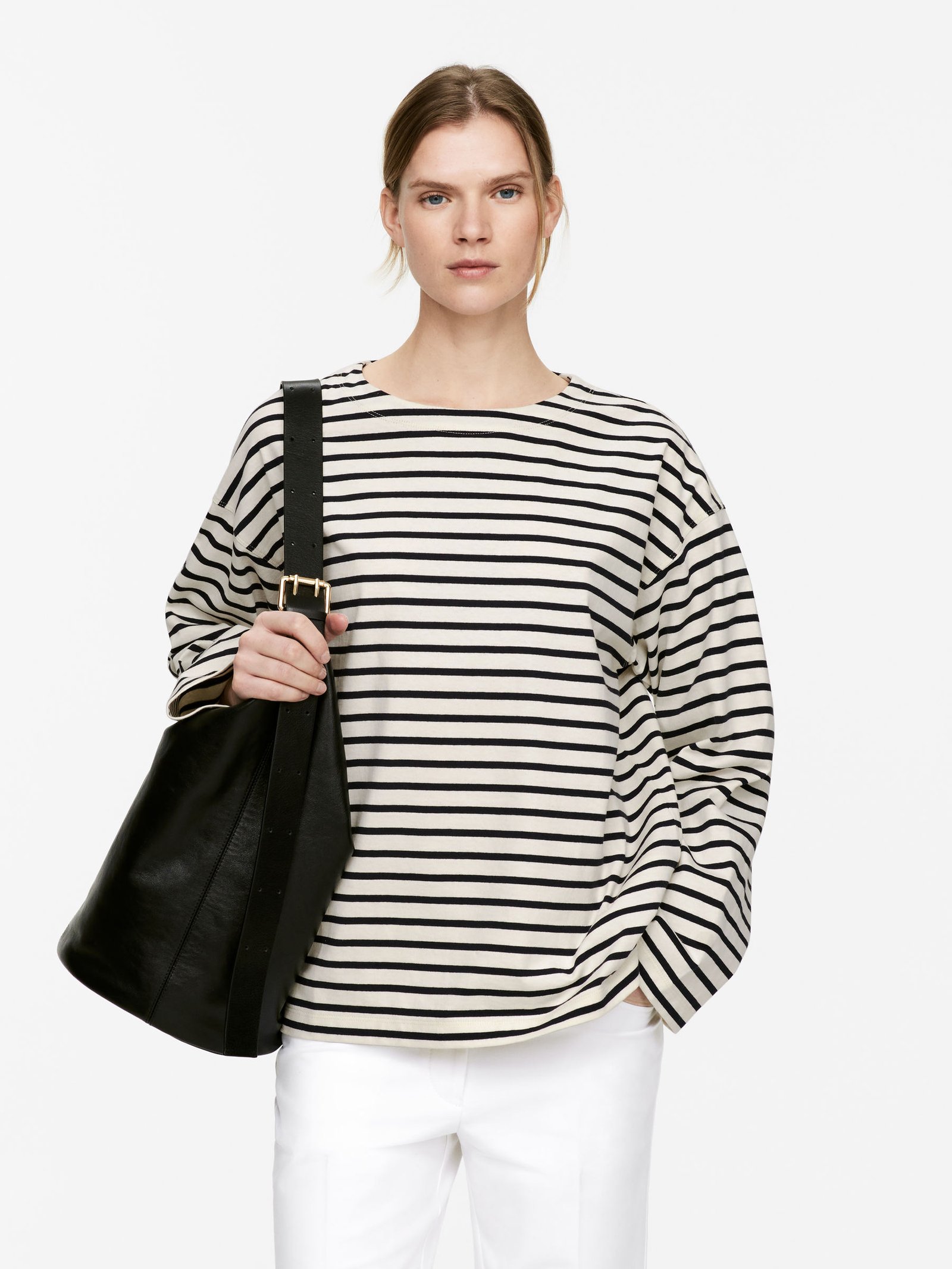 Long-Sleeve T-Shirt – Dark Blue/off White – Women – Arket Gb