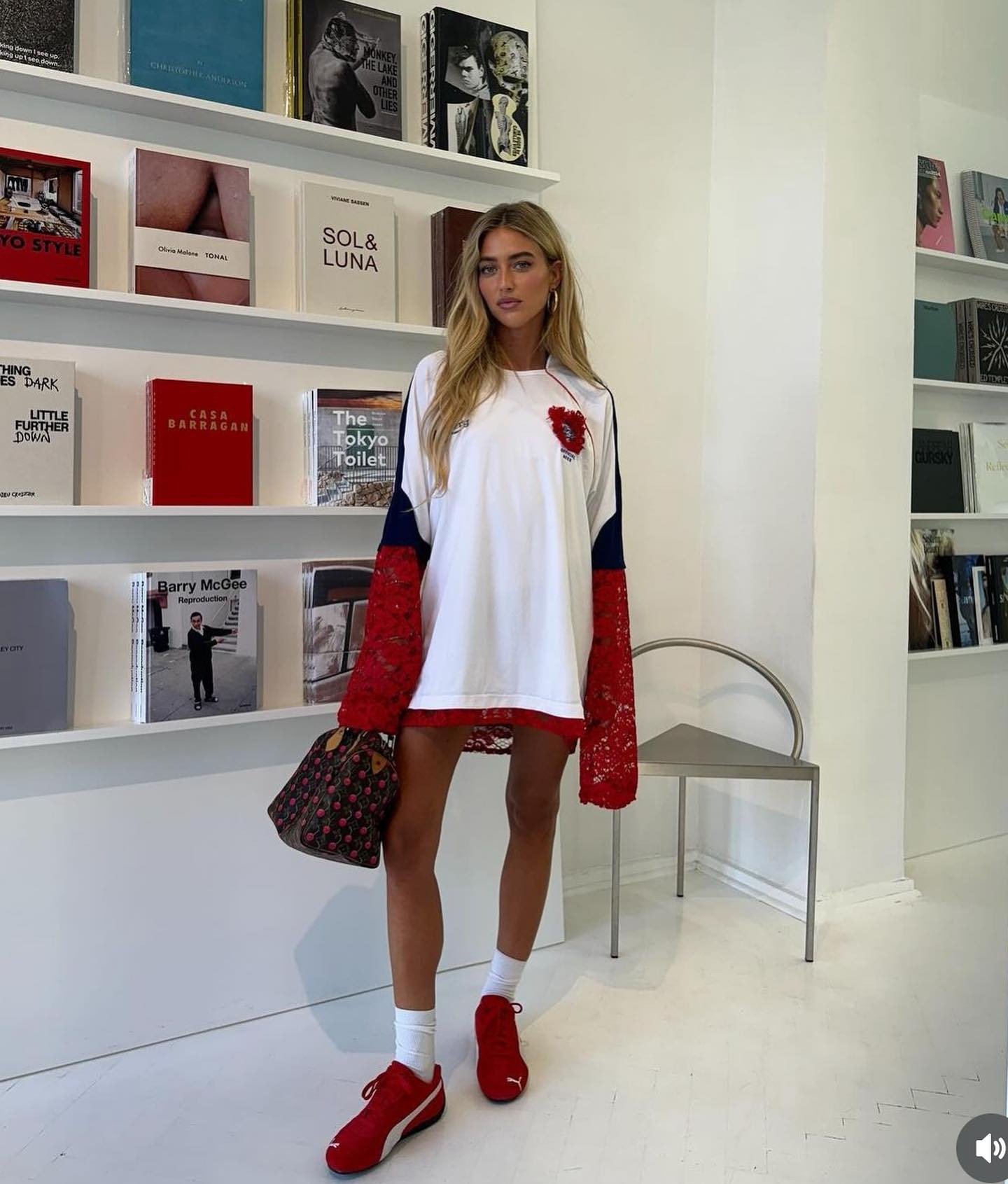 Emili Sindlev wears a Puma Speedcat OG trainers outfit.
