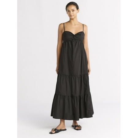 Free Assembly Women's Twist Front Cotton Maxi Dress, Sizes Xs-Xxxl