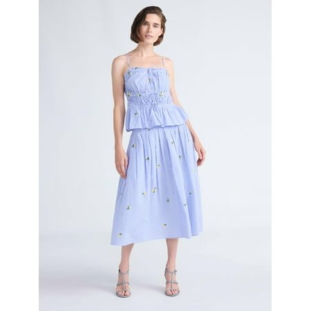 Free Assembly Women's and Women’s Plus Pleated Cotton Maxi Skirt, Sizes 0-28w