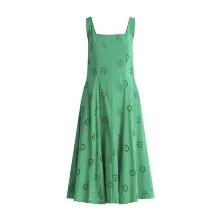 Free Assembly Women's Sleeveless Cotton Eyelet Panel Midi Dress, Sizes Xs-Xxl