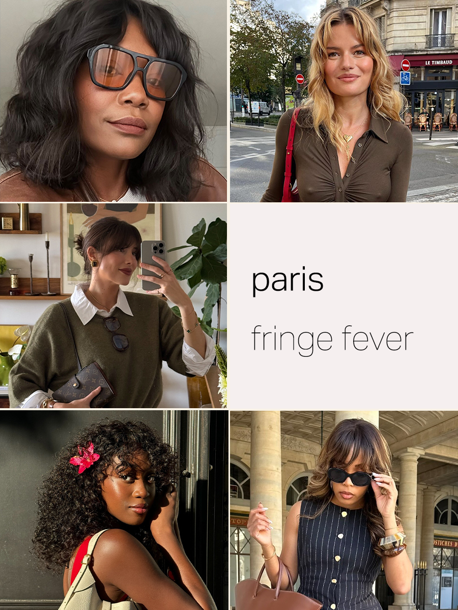 Five women in Paris all with stylish hairstyles and wispy fringes
