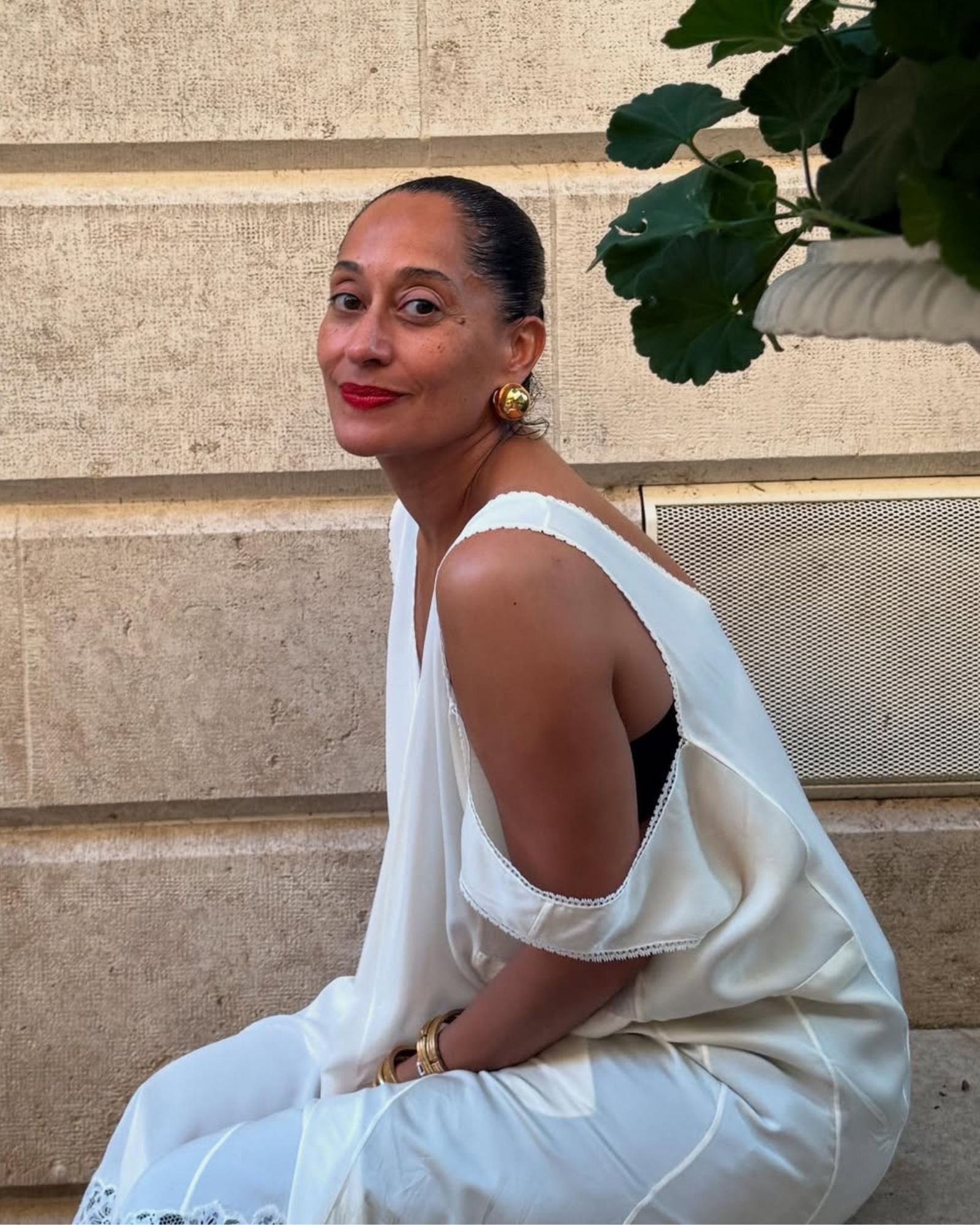 @traceeellisross Best lipsticks for mature skin wearing red lipstick and white dress