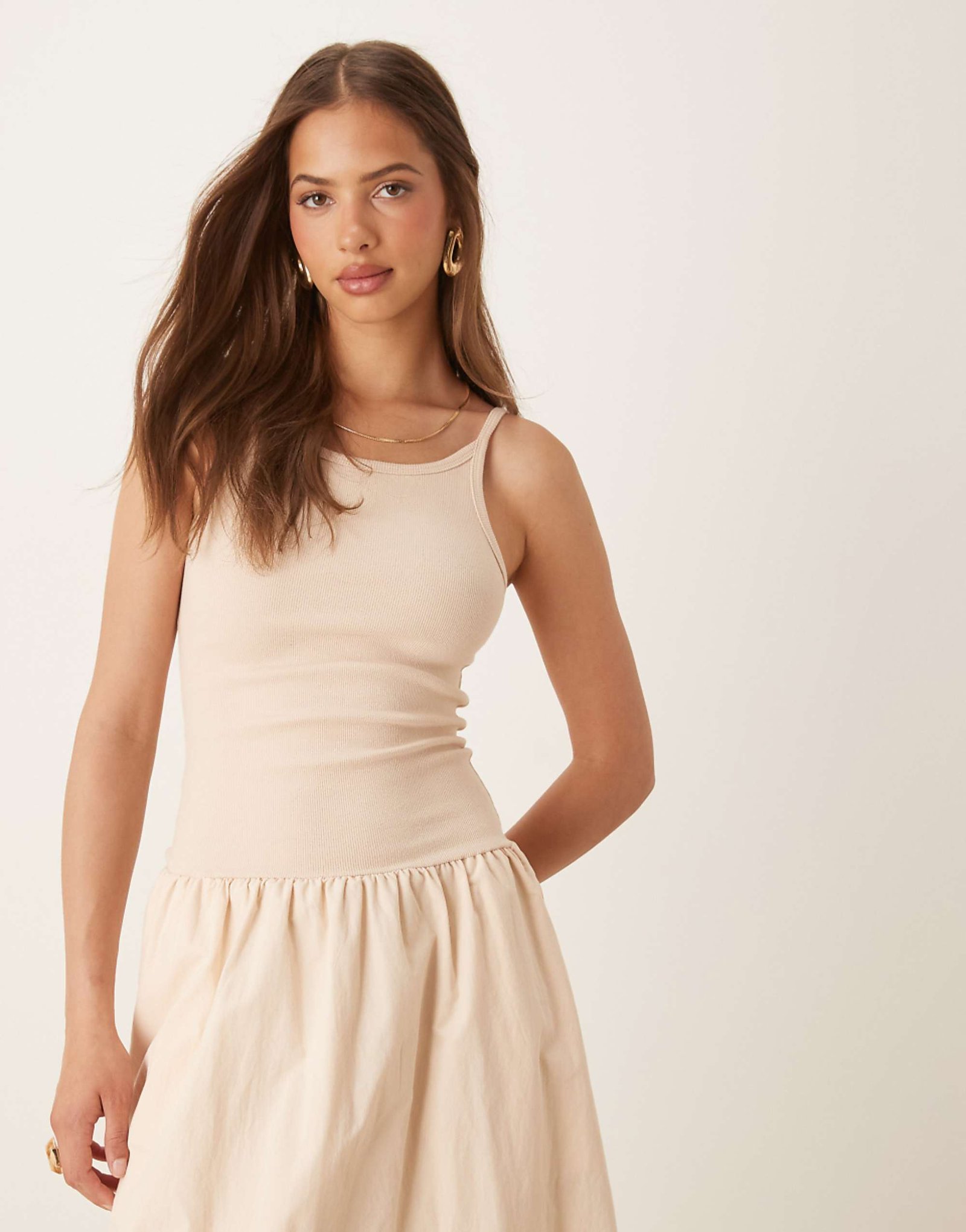 Sndys Drop Waist Cami Maxi Dress in Cream