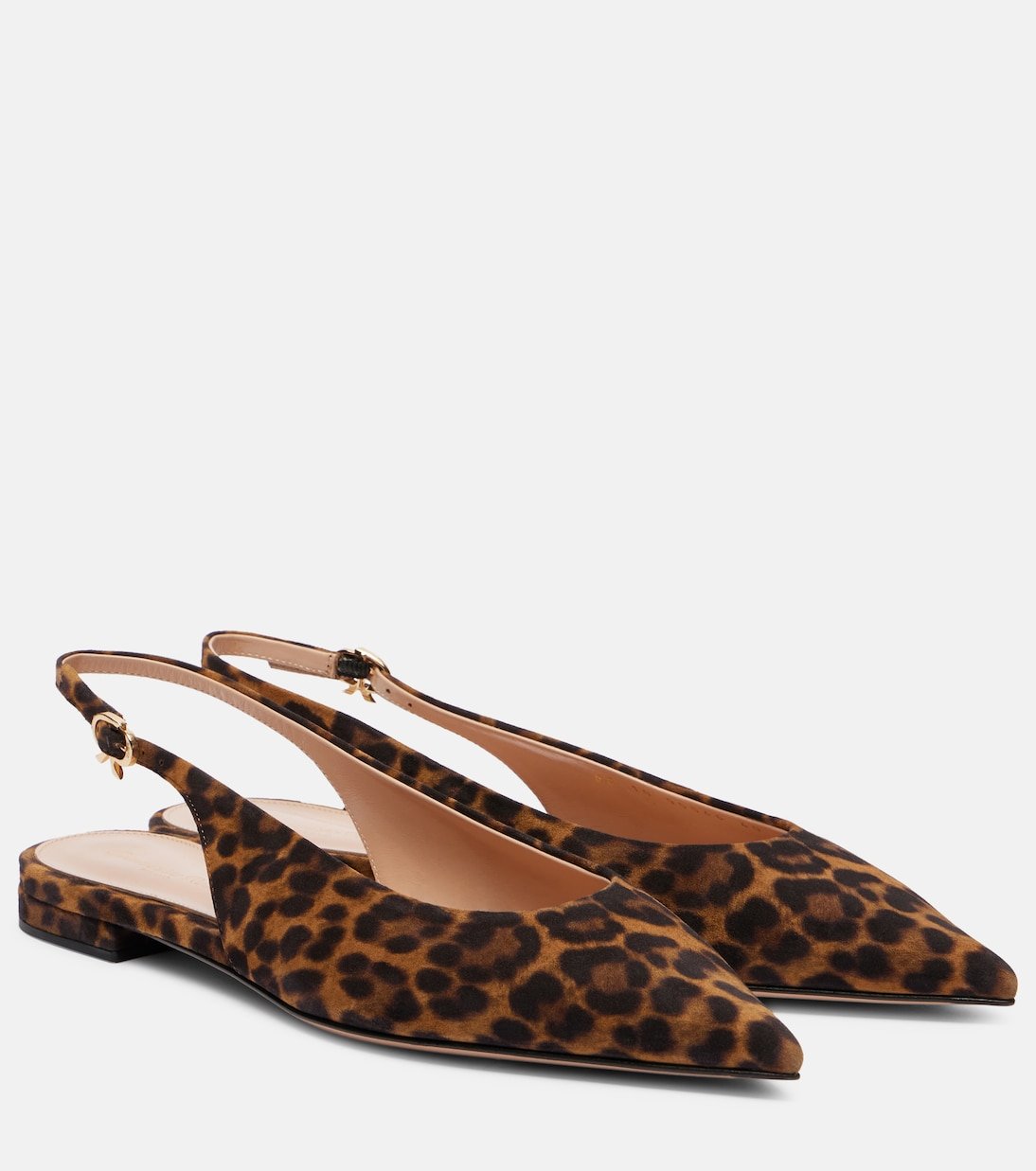 Robbie Leopard-Print Suede Slingback Flats