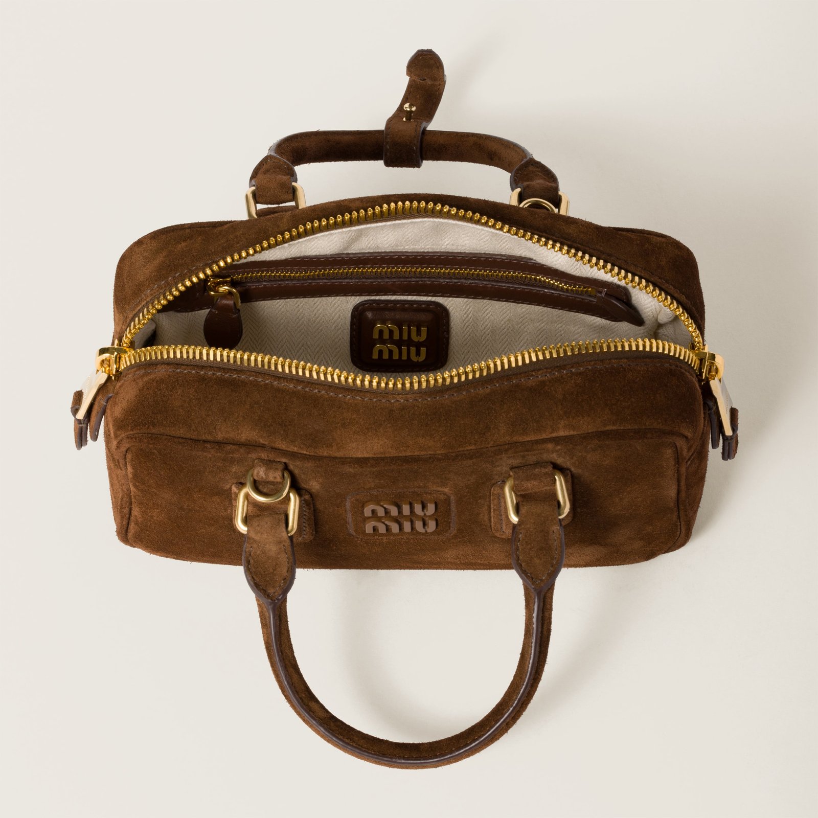 Arcadie Padded Suede Top-Handle Bag