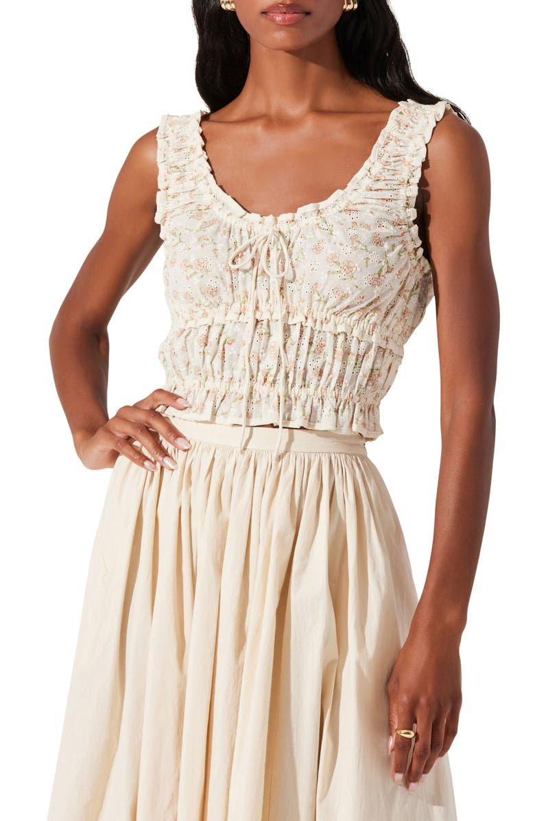 Kissed Shirred Ruffle Sleeveless Crop Top