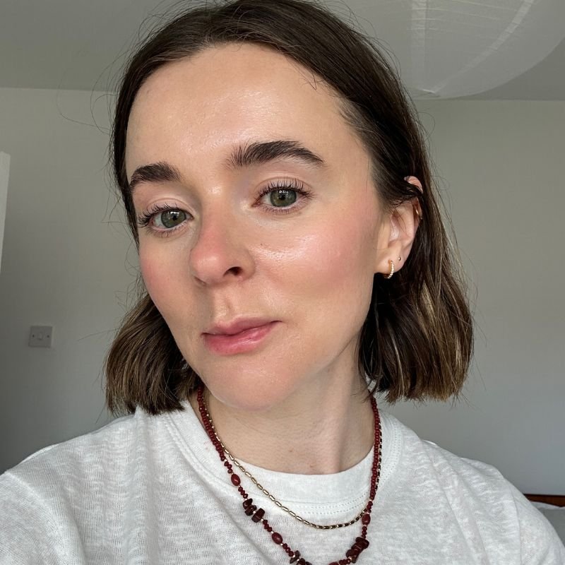 Grace wearing Bareminerals Complexion Rescue Highlighting Blush