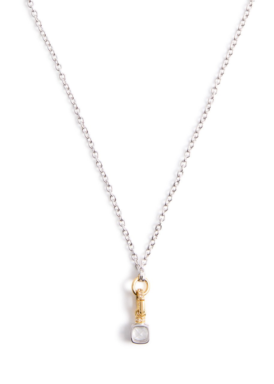 Crystal-Embellished Rhodium-Plated Necklace