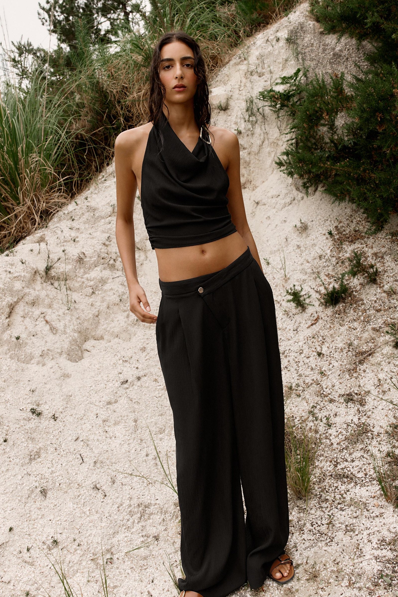 Wide-Leg Trousers With Wrap Waist
