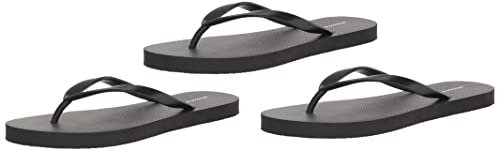 Amazon Essentials Women's Flip Flops, Pack of 3, Black, 9