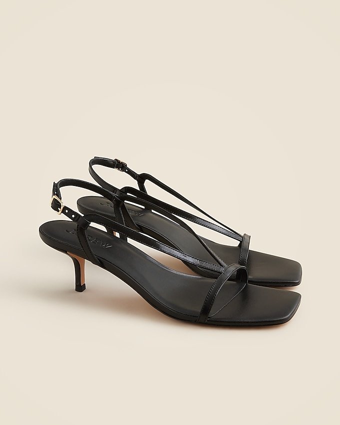 Krista Slingback Kitten-Heel Sandals in Leather