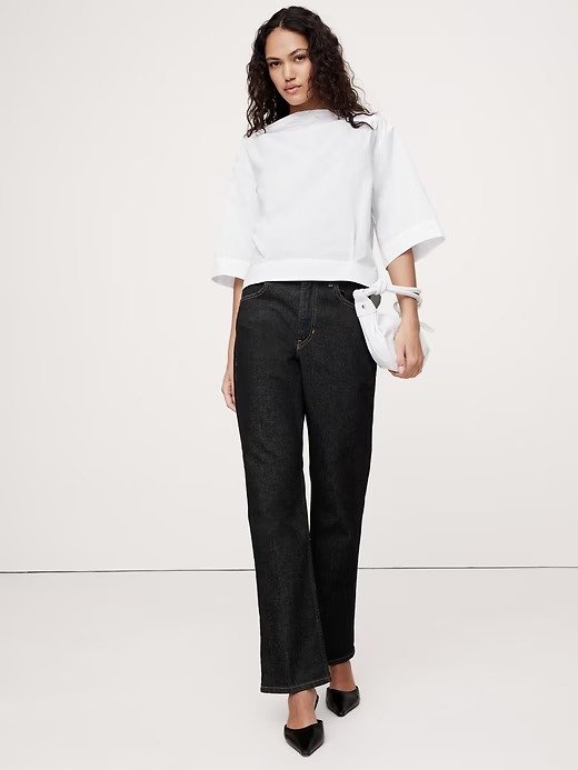 banana republic, Oversized Cotton Poplin Boat-Neck Top