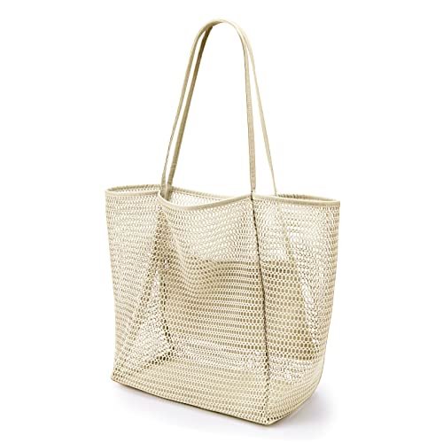 Kalidi Mesh 23l Extra Large Tote Bags for Women With Zip Pocket Shoulder Bag Summer Beach Bags Reusable Shopping Bag for Picnic Holiday Travel Grocery