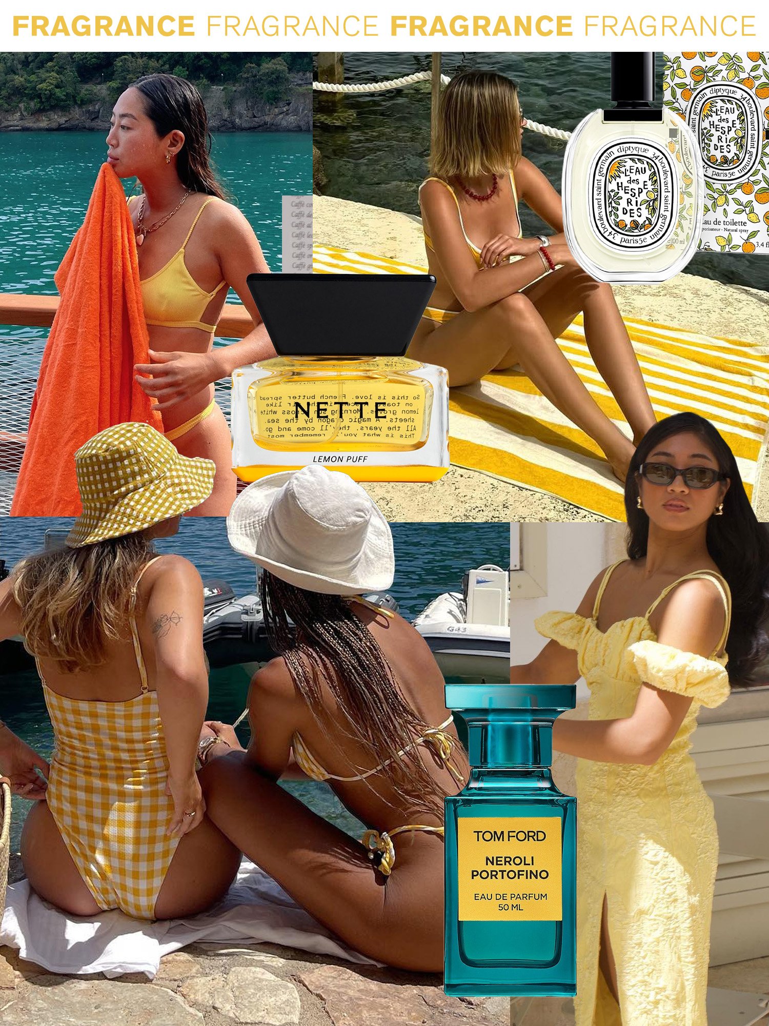 Collage of limoncello-inspired fragrances