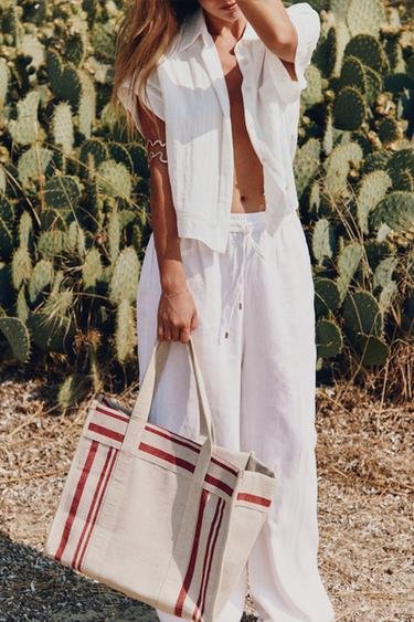 Linen Blend Straight Trousers