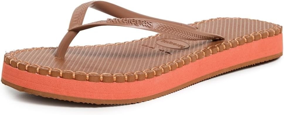 Havaianas, Havaianas Women's Slim Flatform Loop Flip Flops, Rust, Brown, Orange, 9-10 Medium Us