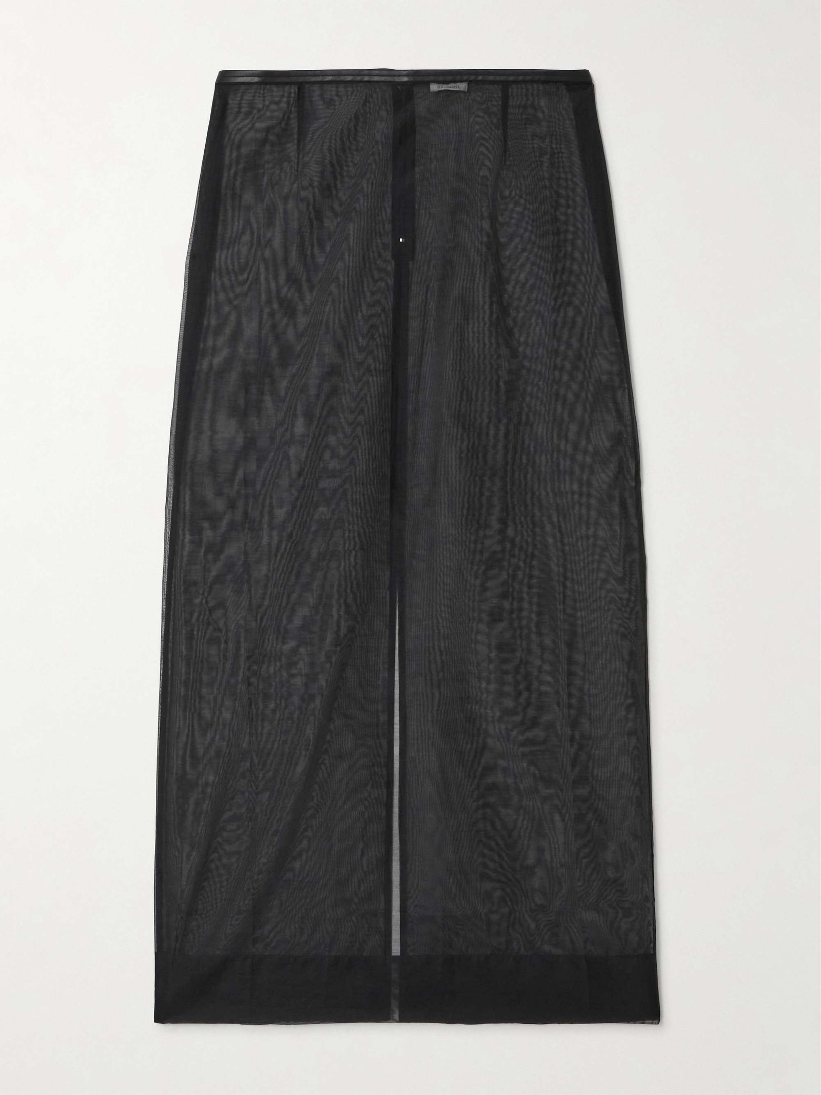 Leather-Trimmed Organic Cotton-Blend Tulle Maxi Skirt