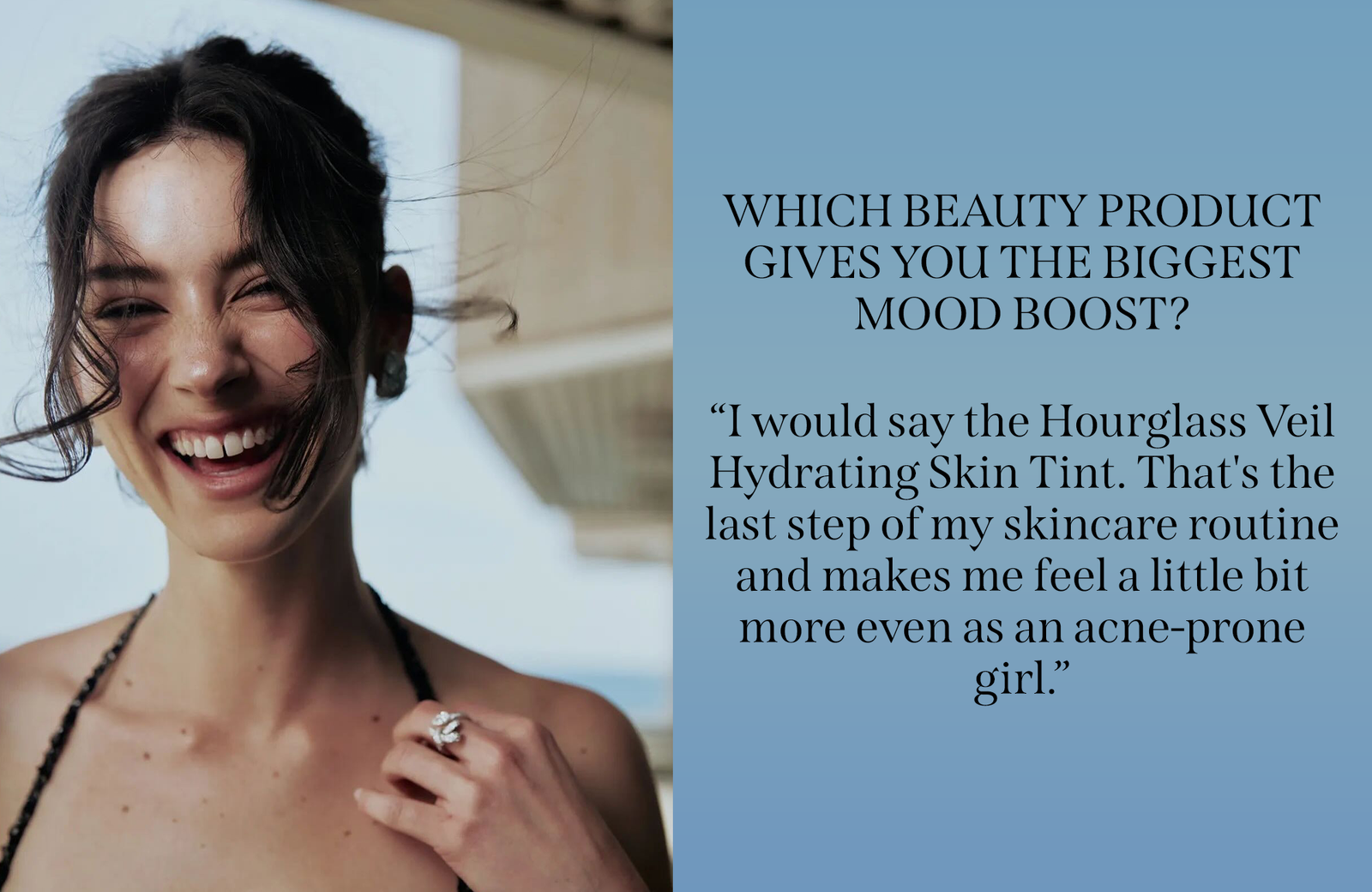 Gracie Abrams image and quote on the beauty product that gives her the biggest mood boost.