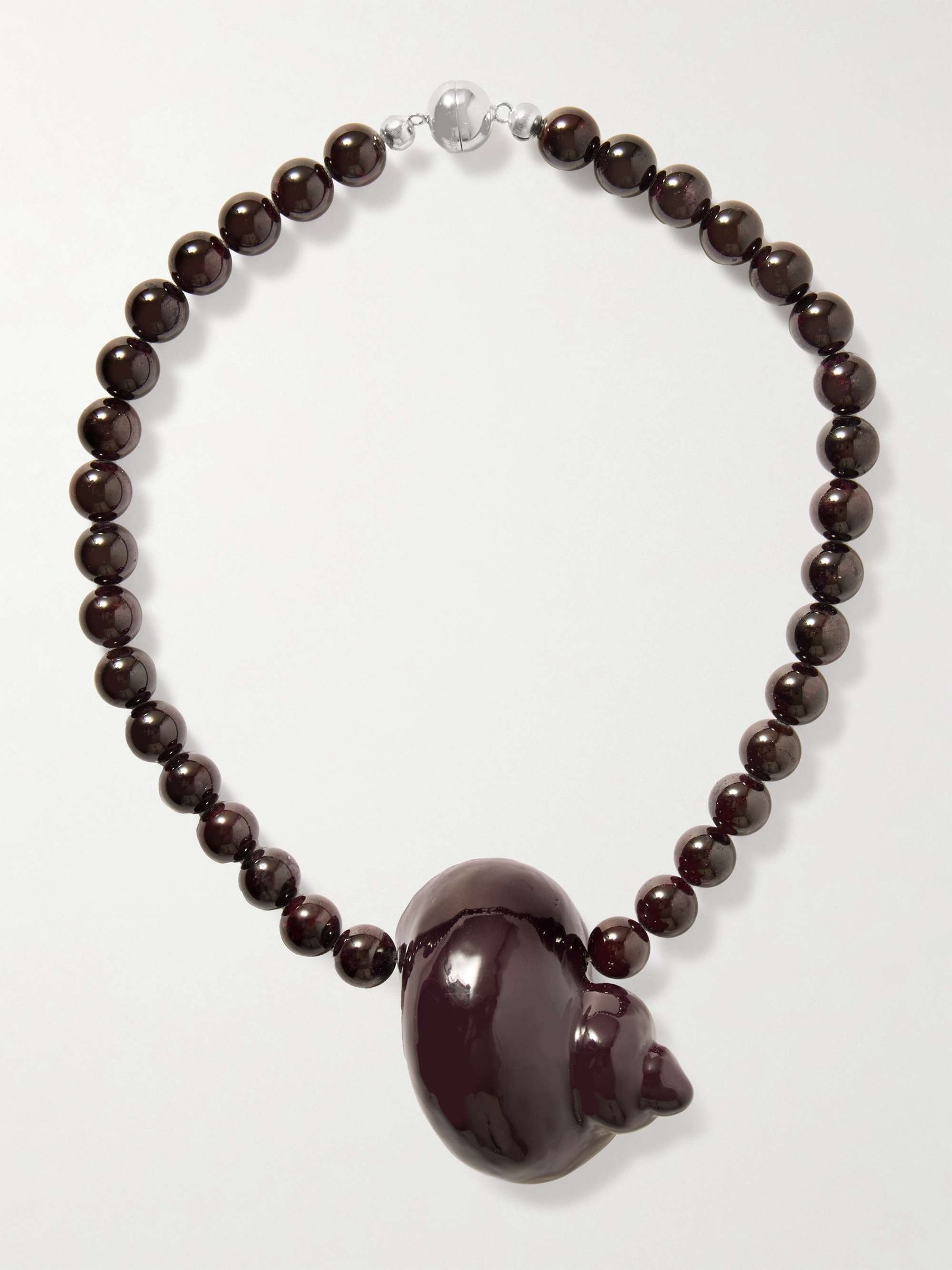 Mykonos Rhodium-Plated Garnet Necklace
