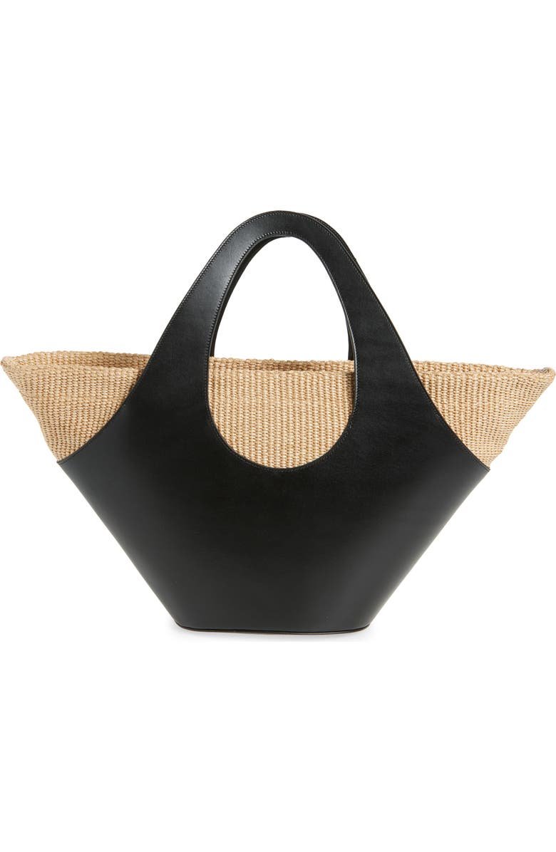 Siena Leather & Raffia Top Handle Tote