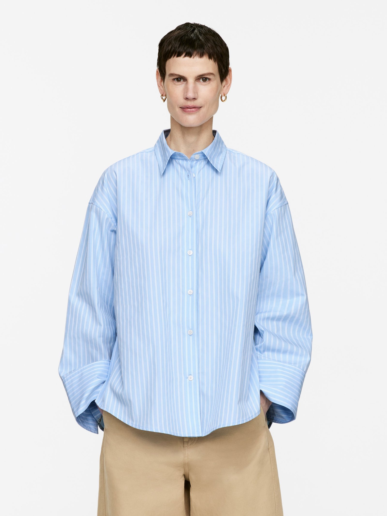 Wide-Sleeve Cotton Shirt – Light Blue – Women – Arket Gb
