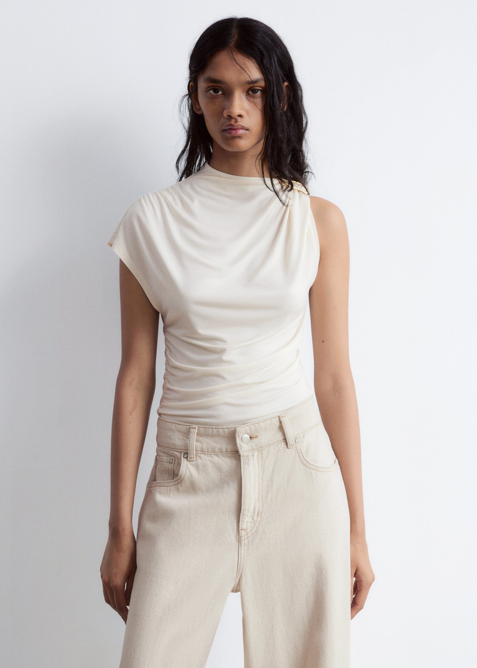 Ruche Gold-Buckle Top