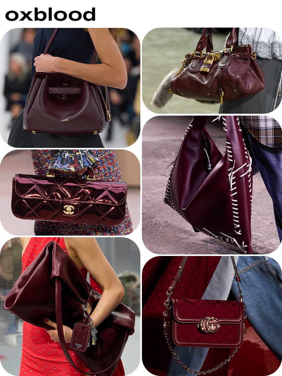 Collage of different handbag color trends