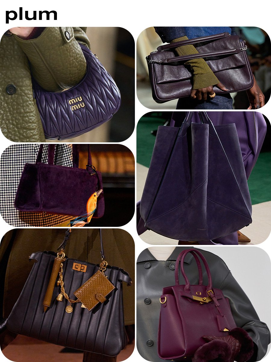 Collage of different handbag color trends