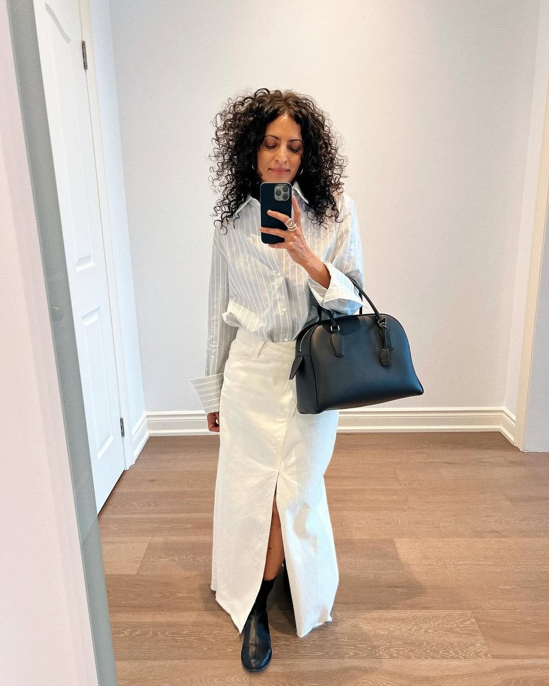 Neelam Ahooja wearing The Row India Bag