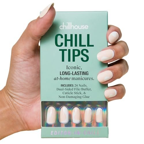 Chillhouse - Chill Tips, Press on Nails Kit - Editor in Chill (oval) - 24 Nail Shapes & Sizes - Up to 3 Weeks of Wear - Customizable Fit - Reusable - Latina Founded & Women Owned - Beauty & Self Care