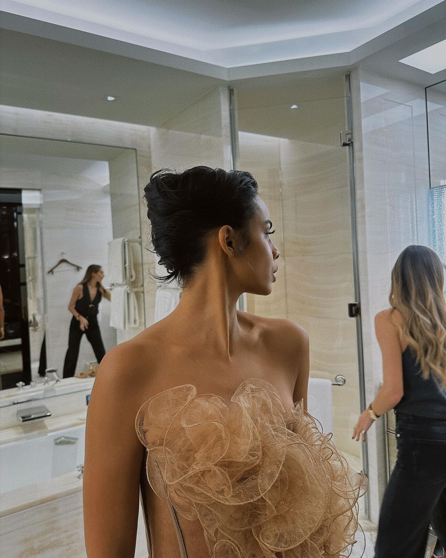 Rochelle Humes with a French twist hairstyle