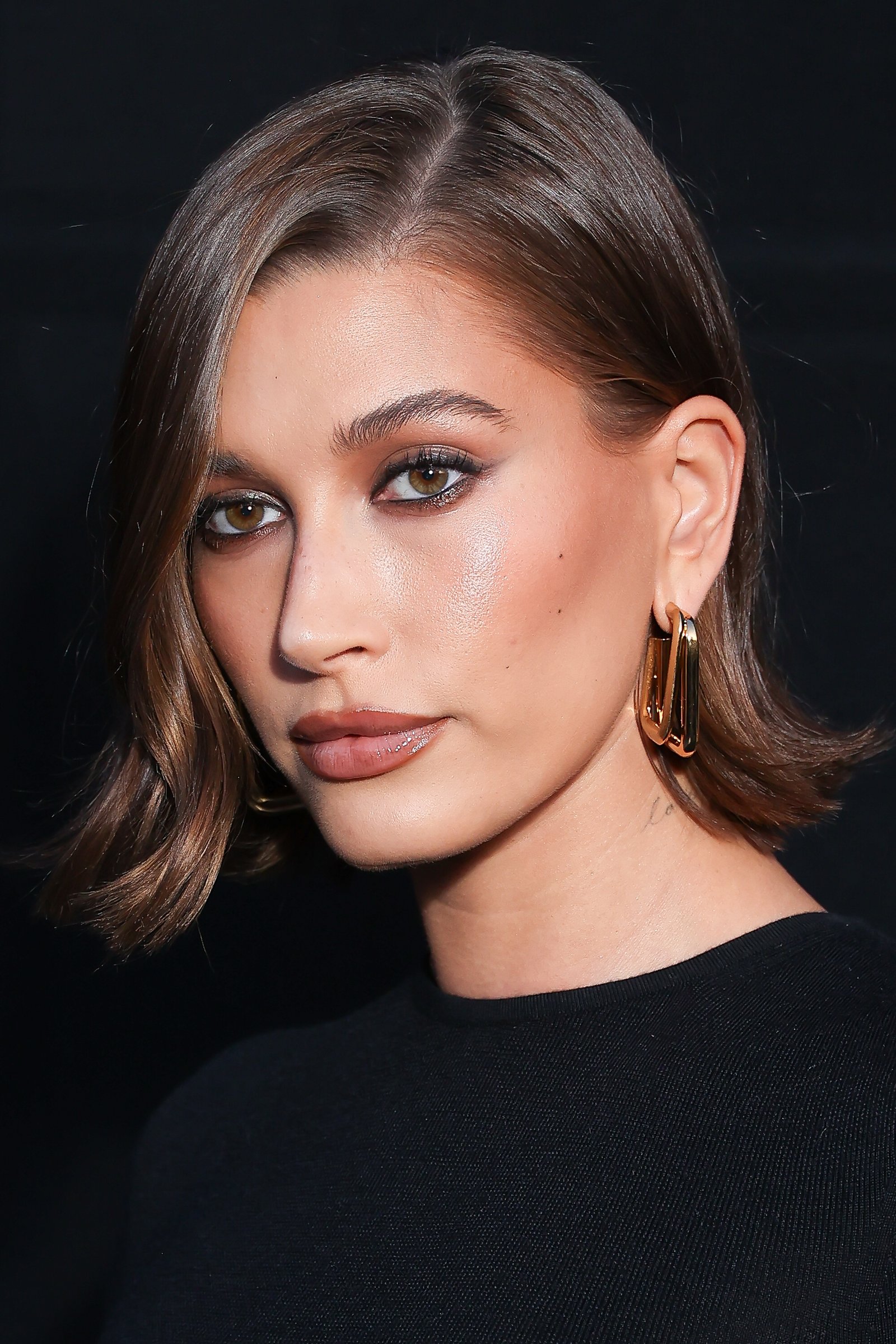 Hailey Bieber attends the Saint Laurent Womenswear Spring/Summer 2024 show during Paris Fashion Week