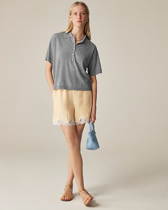 Featherweight Cashmere Short-Sleeve Sweater-Polo