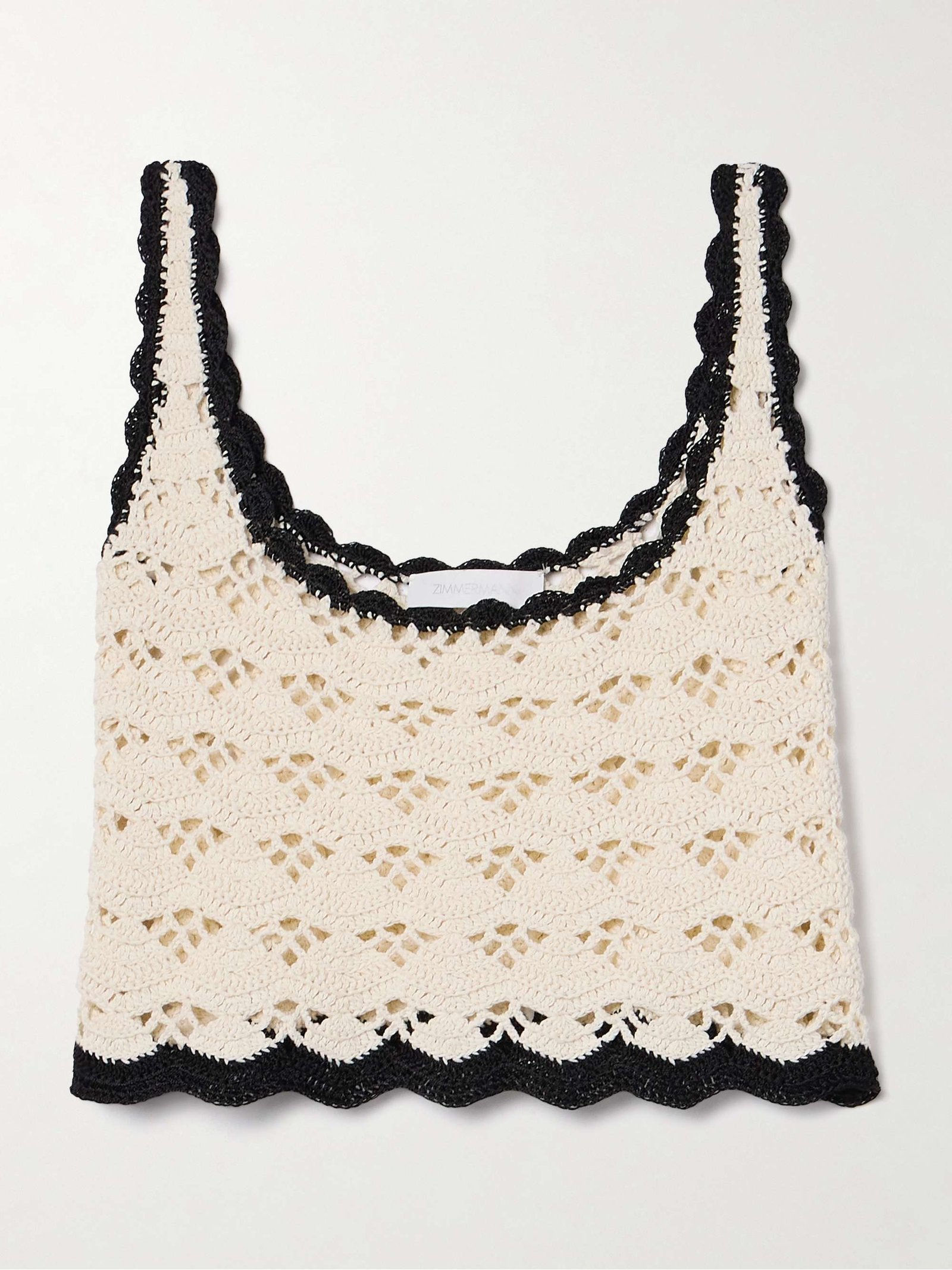 Rhiannon Cropped Crocheted Cotton Tank