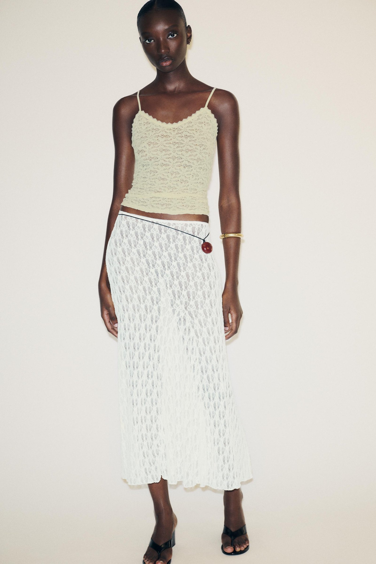 A-Line Long Lace Skirt