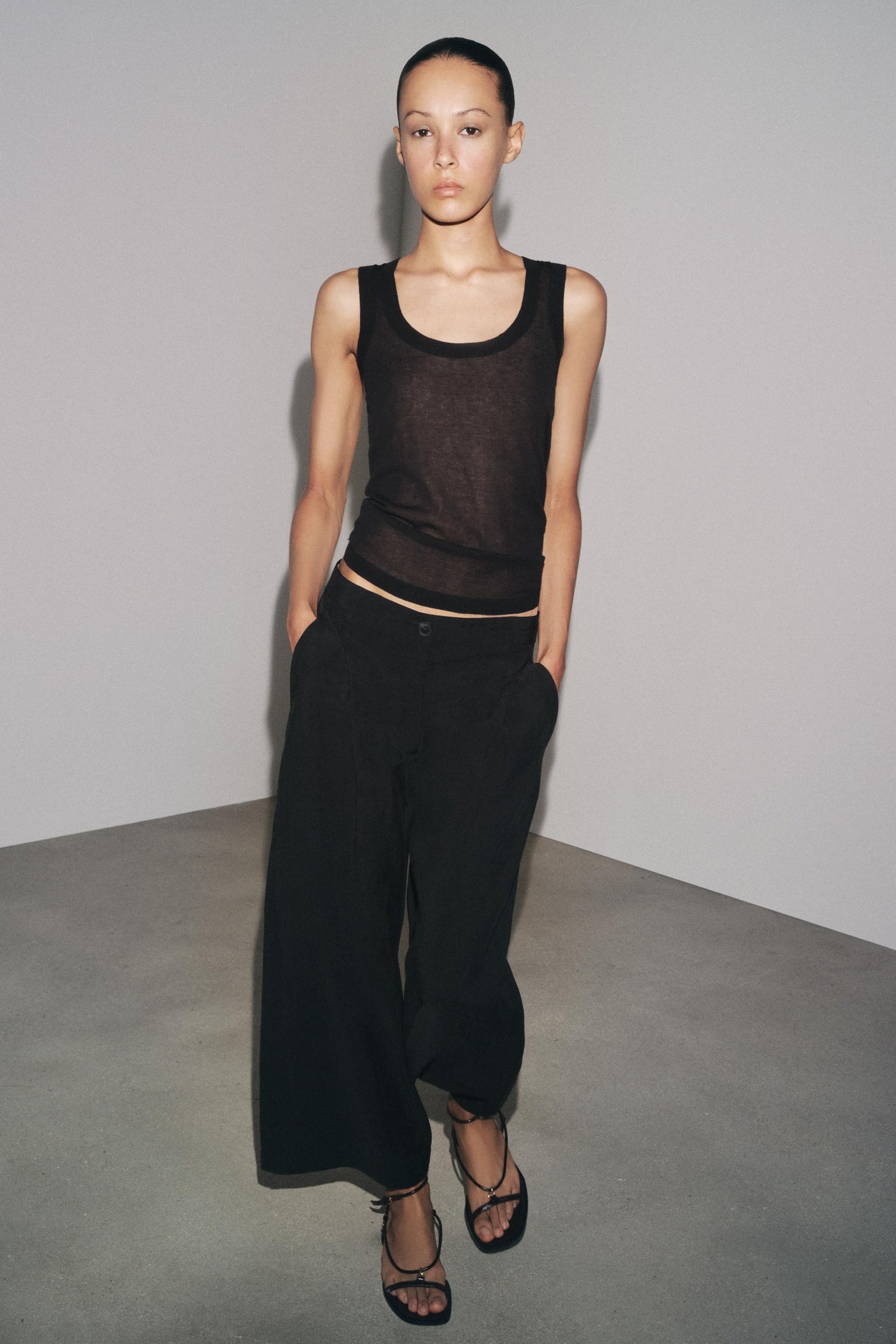 Zw Collection Cropped Darted Trousers