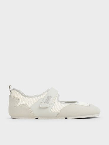 Mesh Contrast-Panel Mary Jane Sneakers