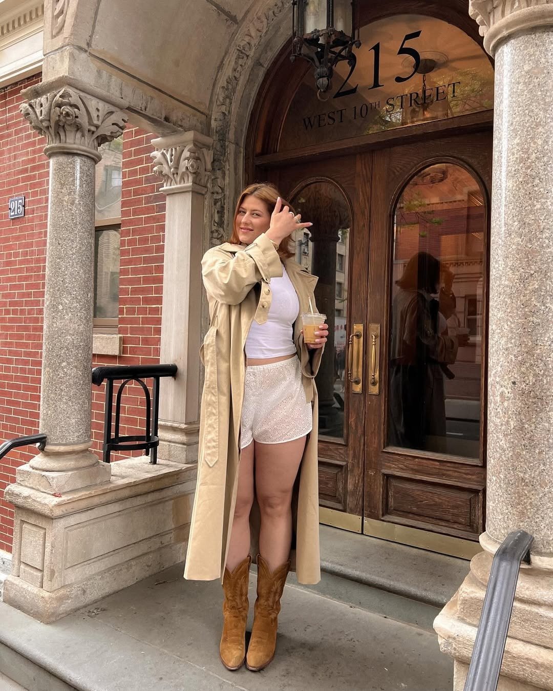 Raeann Langas wearing lace shorts with cowboy boots
