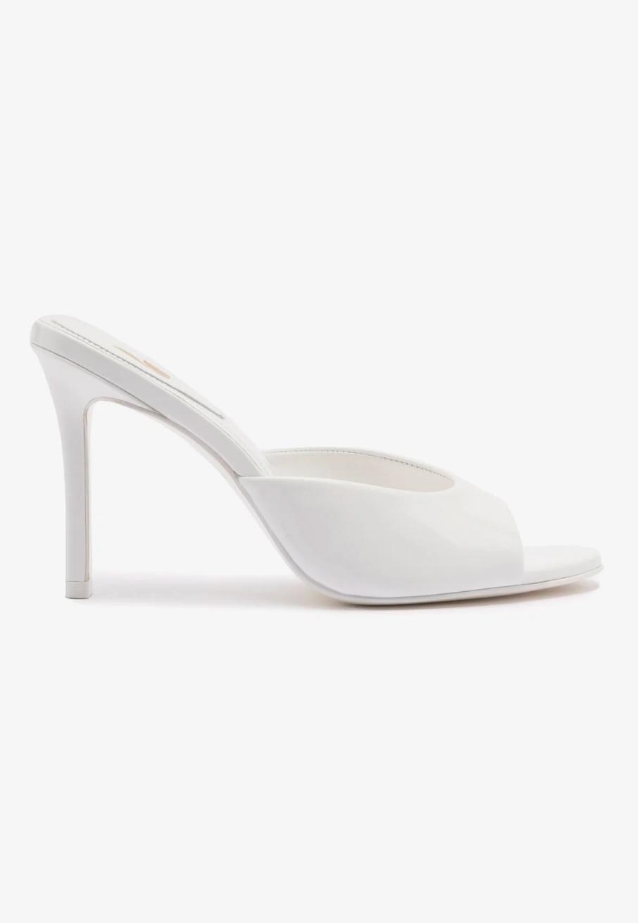 Larroudé, Jasmine Hi Mule in White Leather
