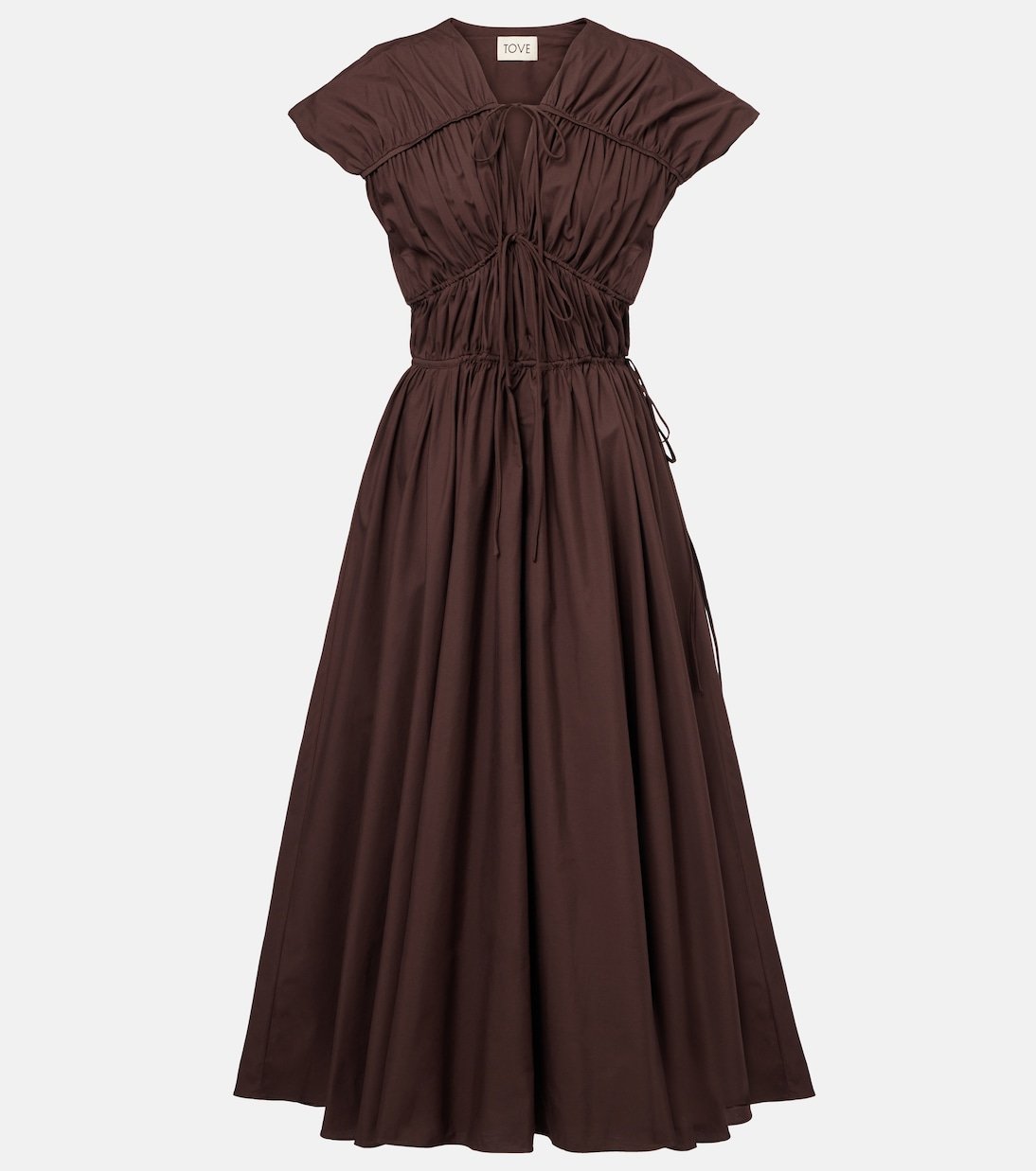 Ceres Gathered Cotton Midi Dress