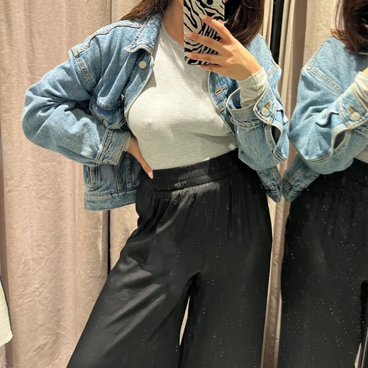 Senior Shopping Editor Marina Avraam wearing flowing trousers